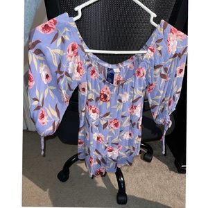 Purple Floral Shirt, Size XS